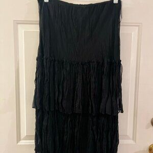 Linq Los Angeles Woman's 100% Silk Tiered Skirt Sz Lr